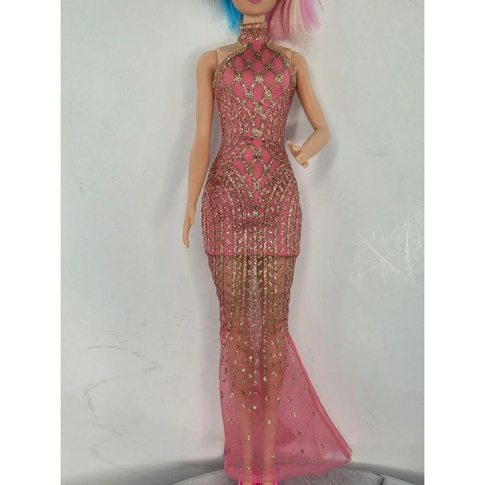 Barbie Doll Size Pink Party Dresses Lot Tiara Evening Heel Boots Clothing Outfit